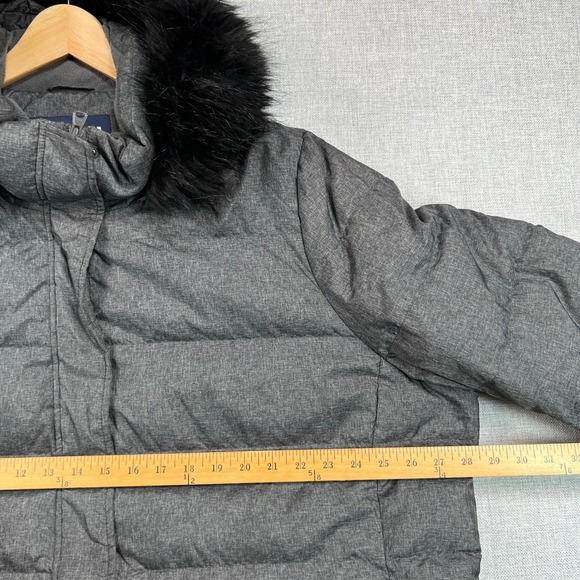 Lands' End Women's 3X Gray Down Puffer Parka Coat Faux Fur Hood Winter Warm - Picture 6 of 14